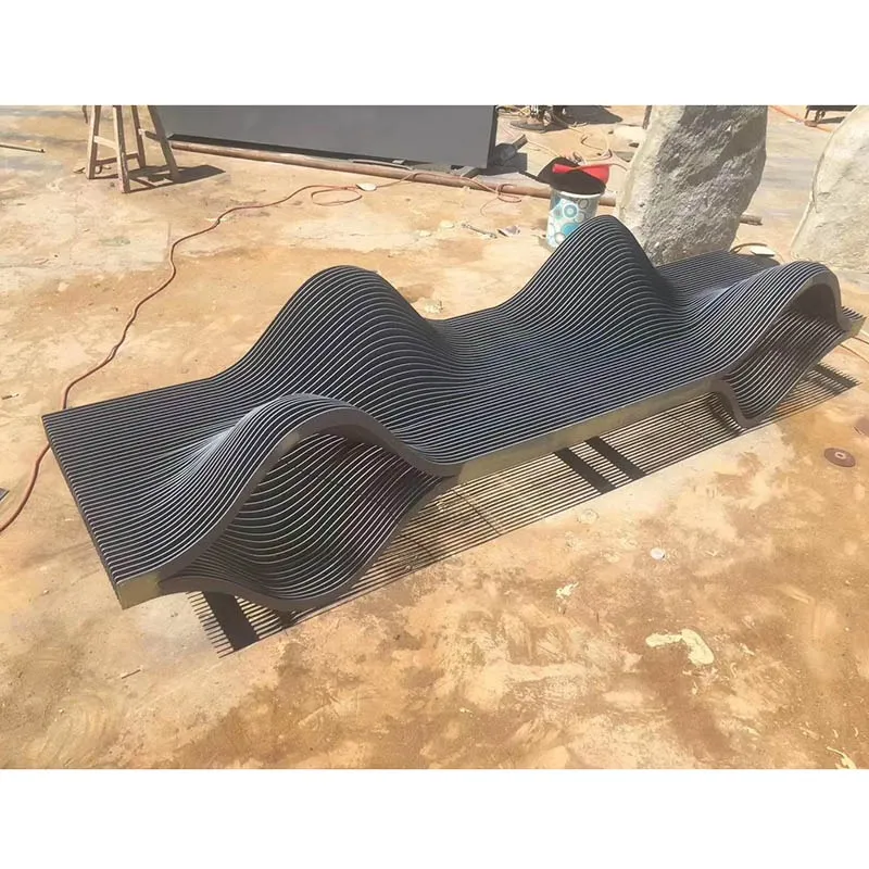 Parametric wave bench in 316 stainless steel