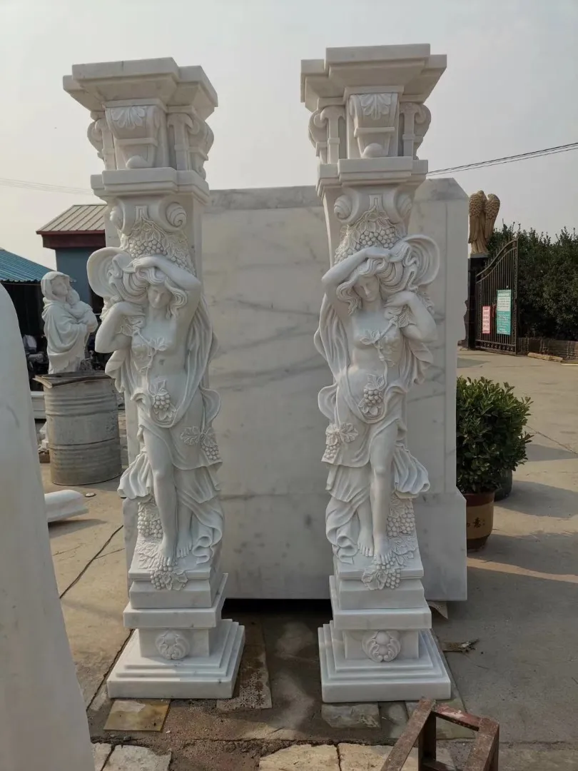 Carved stone pillars with figures
